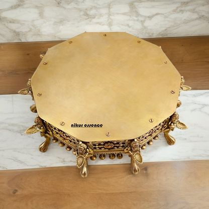 Buy Brass Deepalakshmi Chowki with bells by Nikur Essence - 40.5 cm Nikuressence