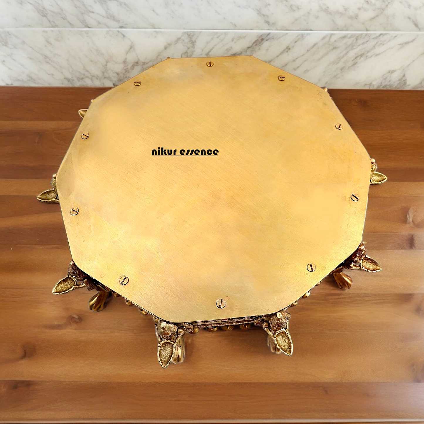 Buy Brass Deepalakshmi Chowki with bells by Nikur Essence - 40.5 cm Nikuressence