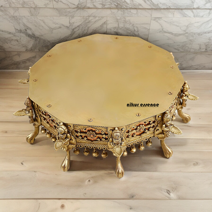 Buy Brass Deepalakshmi Chowki with bells by Nikur Essence - 40.5 cm Nikuressence