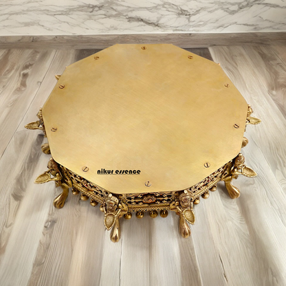 Buy Brass Deepalakshmi Chowki with bells by Nikur Essence - 40.5 cm Nikuressence