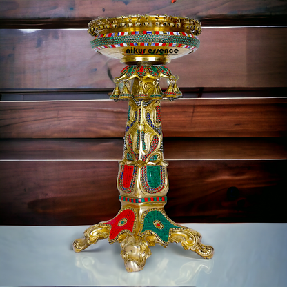 Designer Urli in brass with Stand - Exquisite Brass and Glass Decorative Water Bowl for Home Décor, Garden, and Event Displays Nikuressence