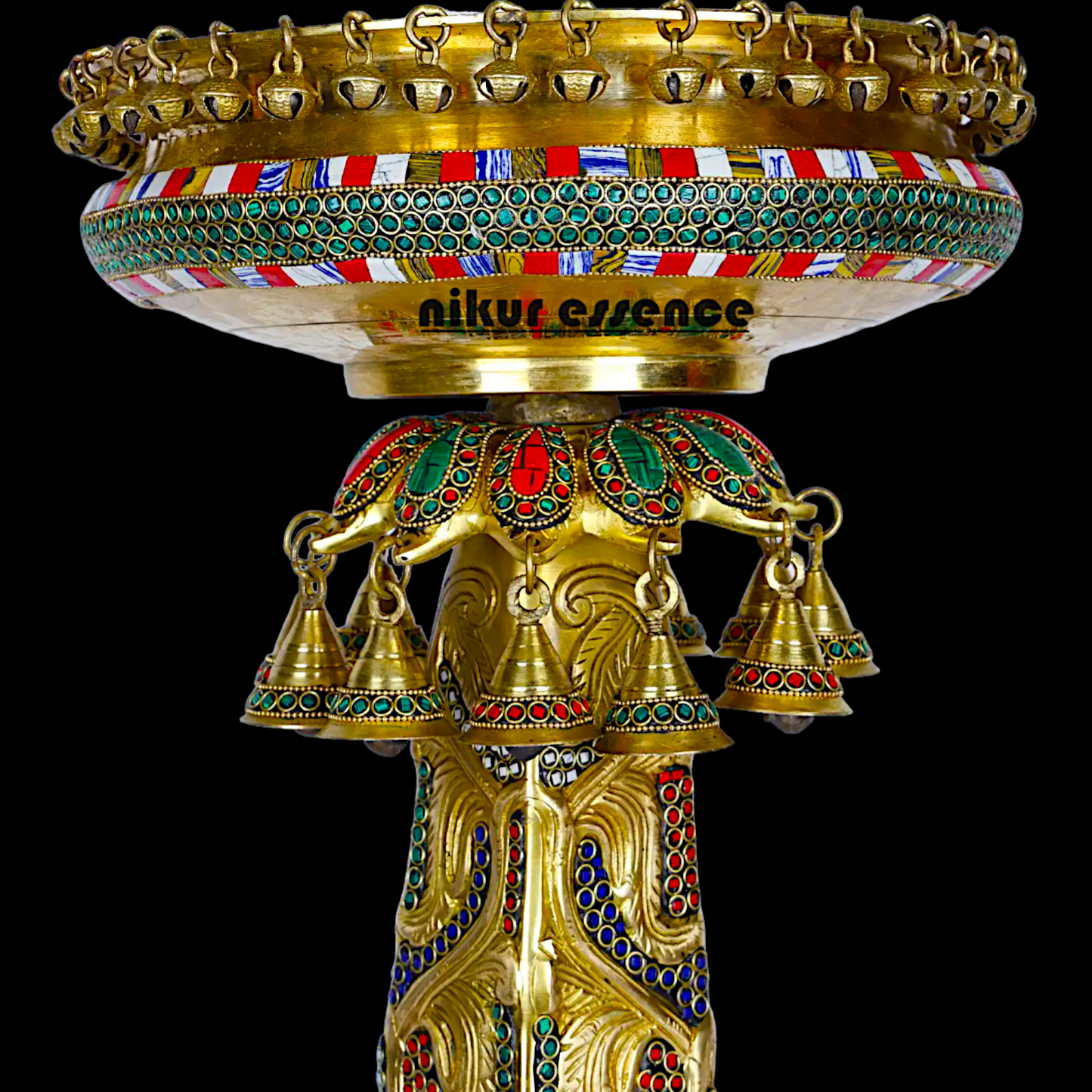 Designer Urli in brass with Stand - Exquisite Brass and Glass Decorative Water Bowl for Home Décor, Garden, and Event Displays Nikuressence