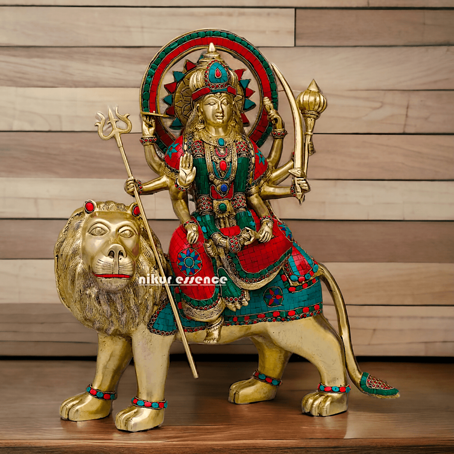 Buy Brass Durga Idol, 56 cm Durga online Statue for Durga Pooja , Perfect Home Décor and Spiritual Symbol , Buy Online in USA , Nikur Essence Nikuressence