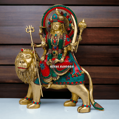 Buy Brass Durga Idol, 56 cm Durga online Statue for Durga Pooja , Perfect Home Décor and Spiritual Symbol , Buy Online in USA , Nikur Essence Nikuressence