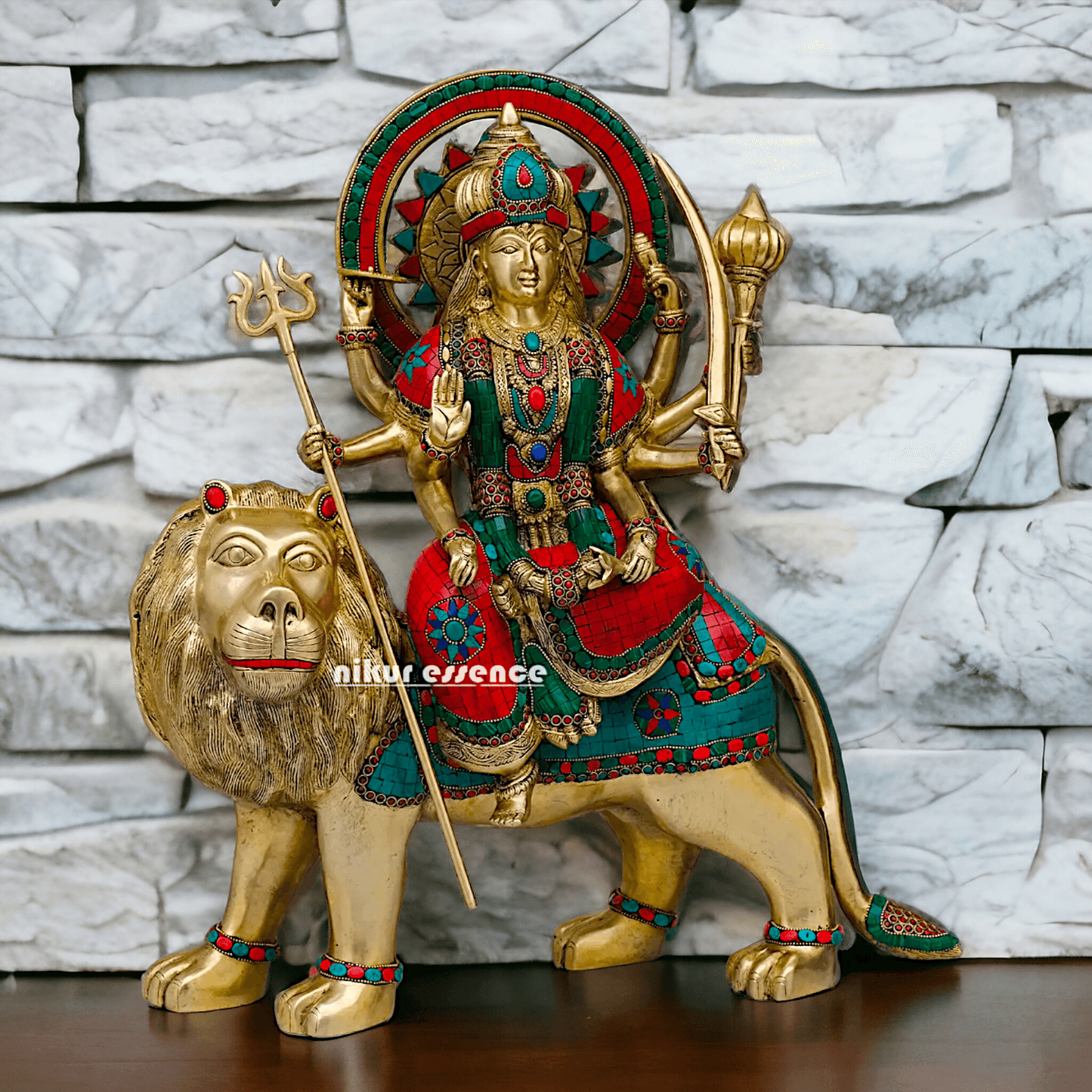 Buy Brass Durga Idol, 56 cm Durga online Statue for Durga Pooja , Perfect Home Décor and Spiritual Symbol , Buy Online in USA , Nikur Essence Nikuressence