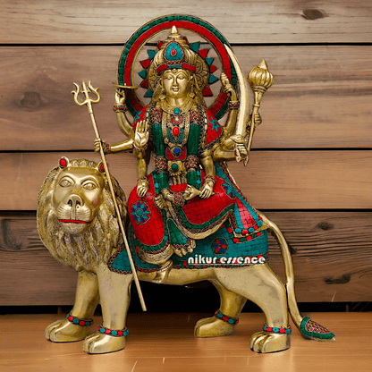 Buy Brass Durga Idol, 56 cm Durga online Statue for Durga Pooja , Perfect Home Décor and Spiritual Symbol , Buy Online in USA , Nikur Essence Nikuressence