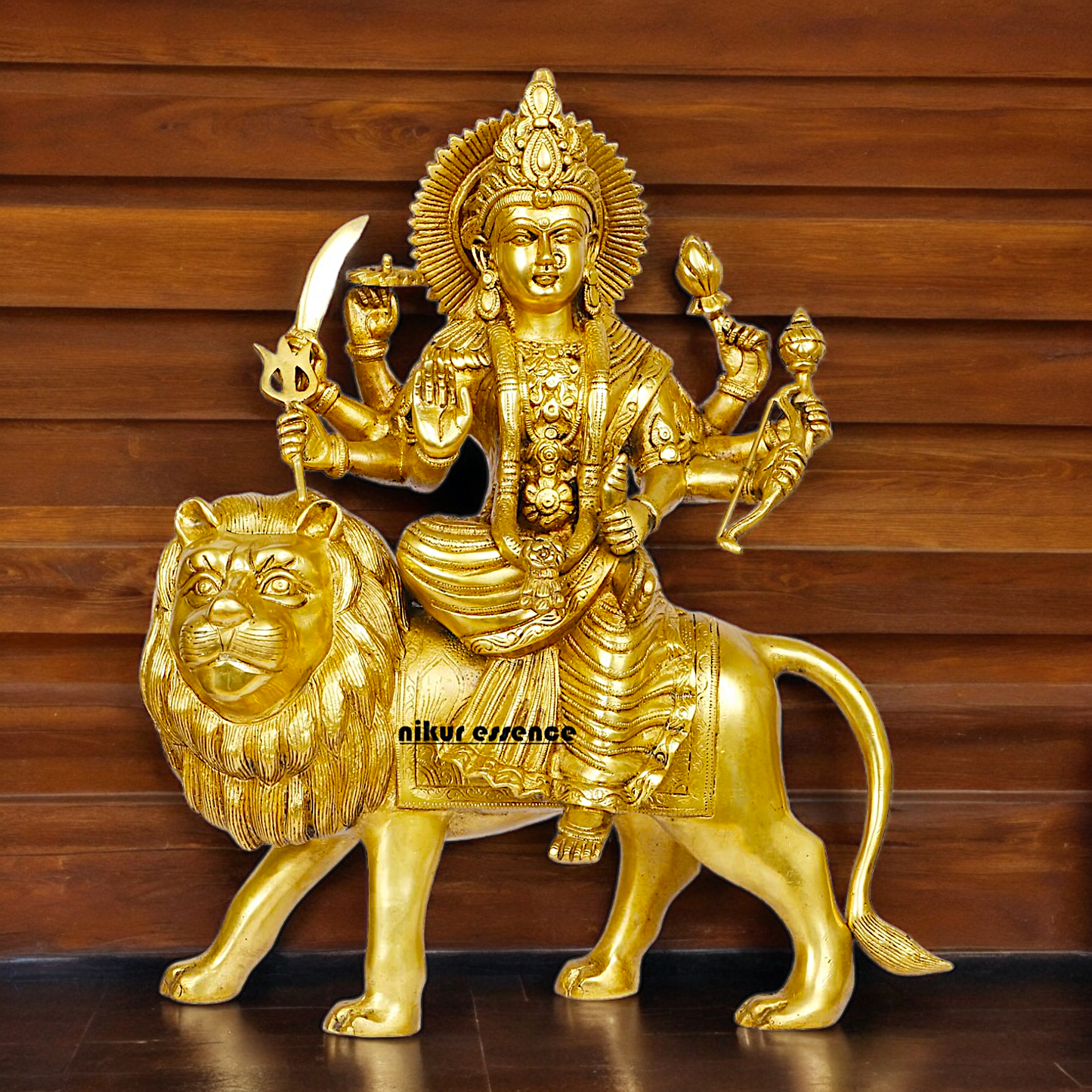Large brass 17 inches Durga Maa Sherawali Devi Goddess Statue Nikuressence