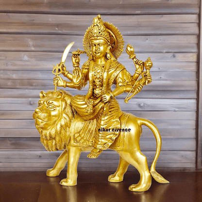 Large brass 17 inches Durga Maa Sherawali Devi Goddess Statue Nikuressence