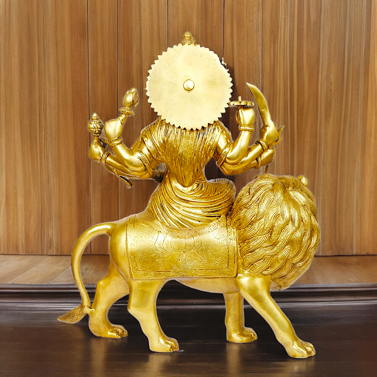 Large brass 17 inches Durga Maa Sherawali Devi Goddess Statue Nikuressence
