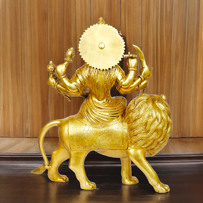 Large brass 17 inches Durga Maa Sherawali Devi Goddess Statue Nikuressence