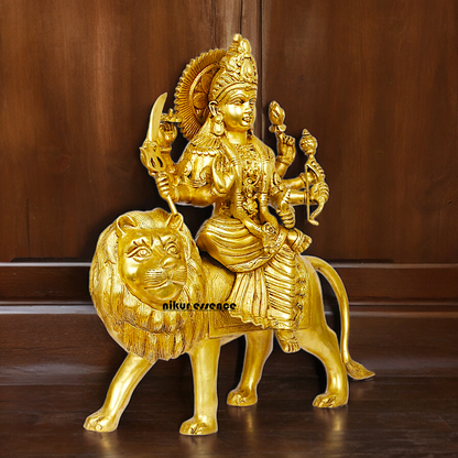 Large brass 17 inches Durga Maa Sherawali Devi Goddess Statue Nikuressence