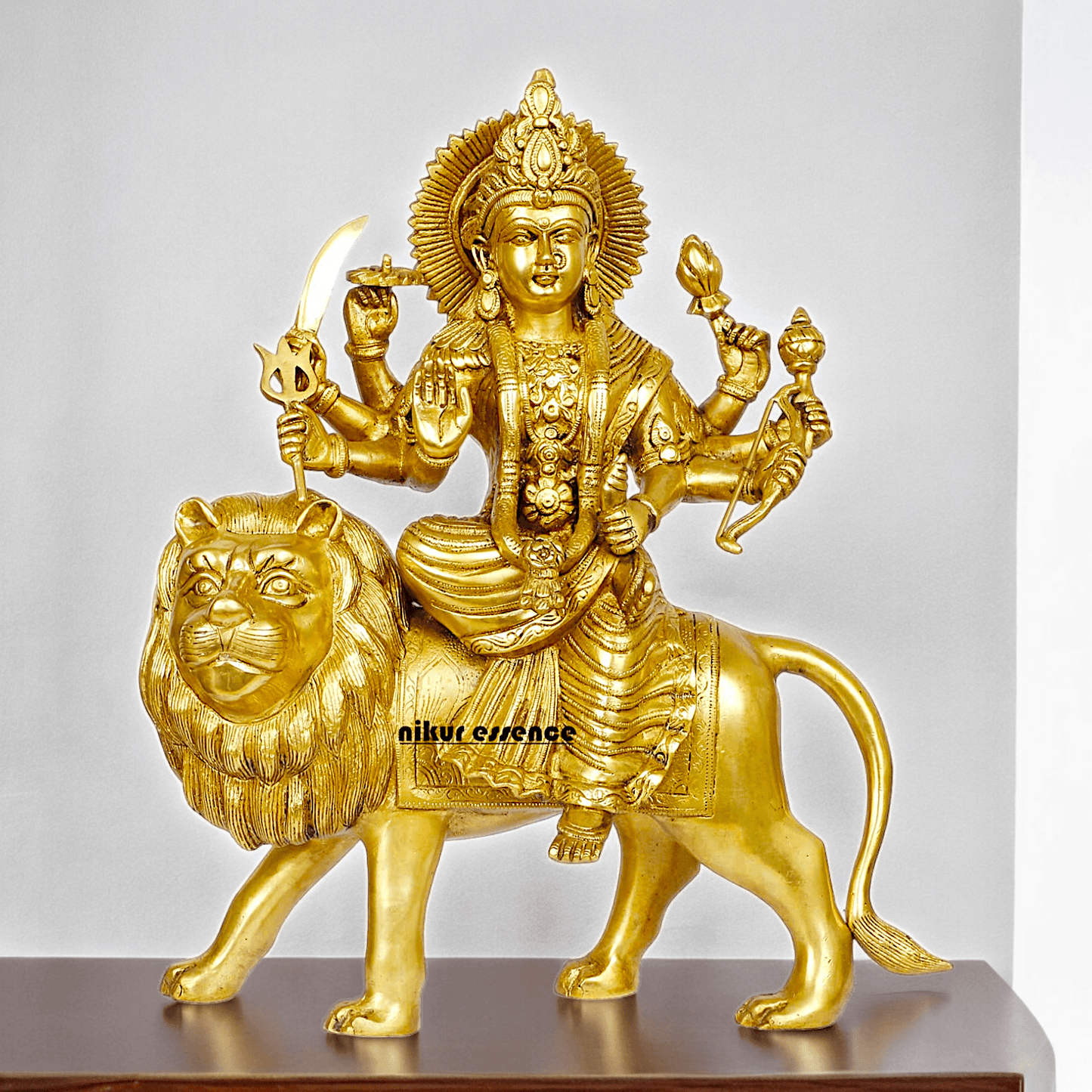 Large brass 17 inches Durga Maa Sherawali Devi Goddess Statue Nikuressence
