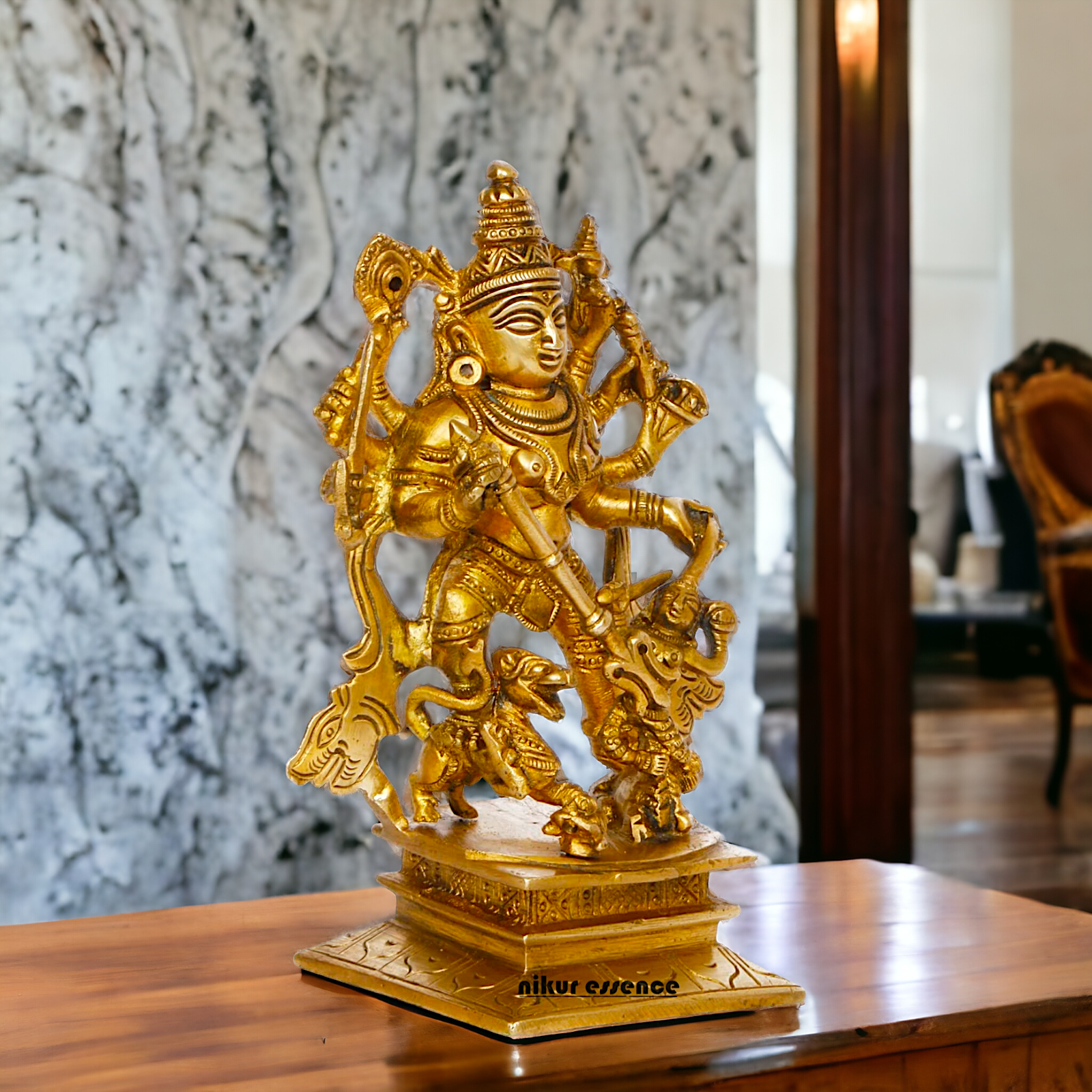Buy Brass Durga Statue Exquisite Craftsmanship and Spiritual Elegance ,Nikur Essence Nikuressence