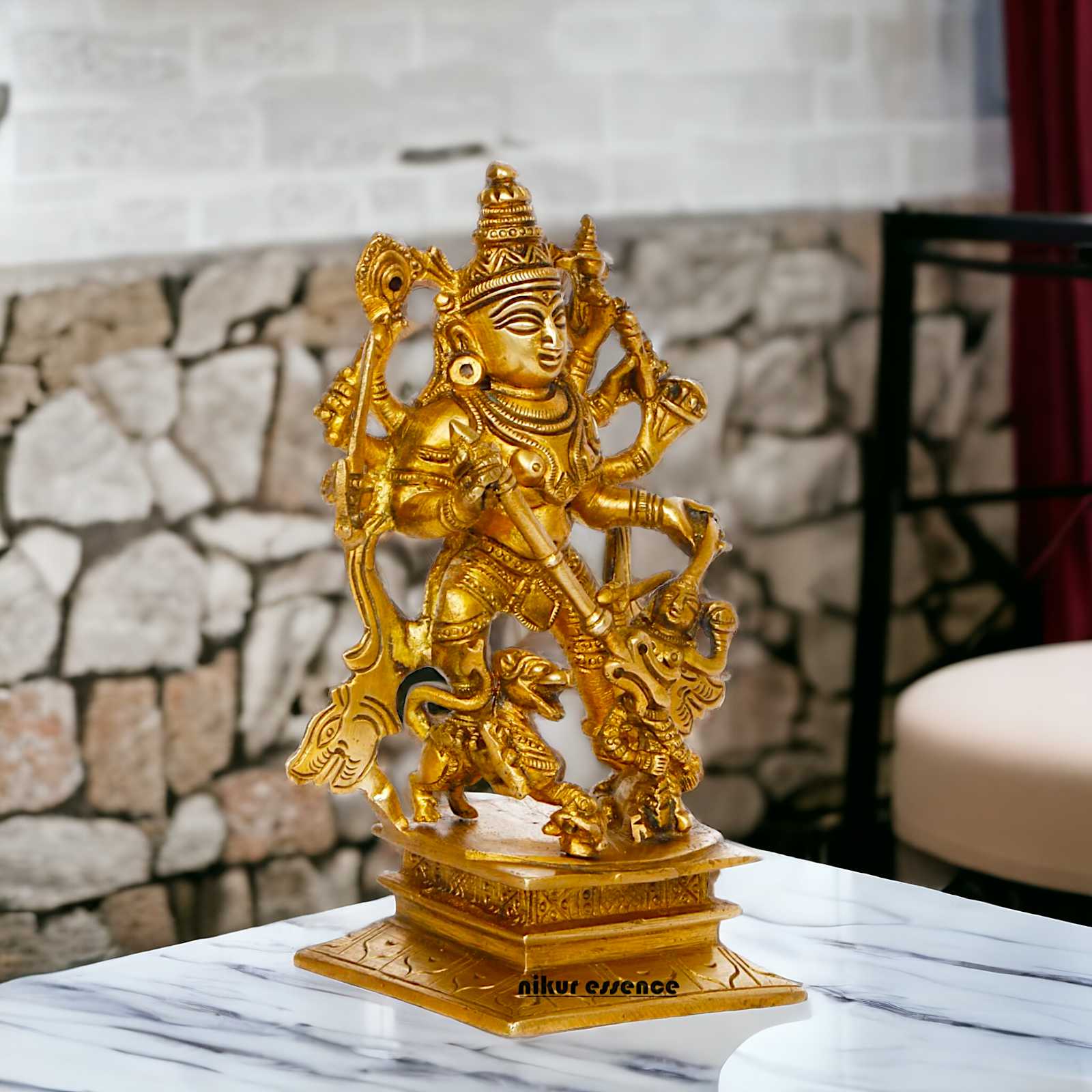 Buy Brass Durga Statue Exquisite Craftsmanship and Spiritual Elegance ,Nikur Essence Nikuressence