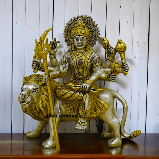 Online Brass Durga Maa Statue , 24 cm High, Intricate Detailing, Ideal for Home Pooja and Spiritual Decor , Exclusive Nikur Essence Collection Nikuressence