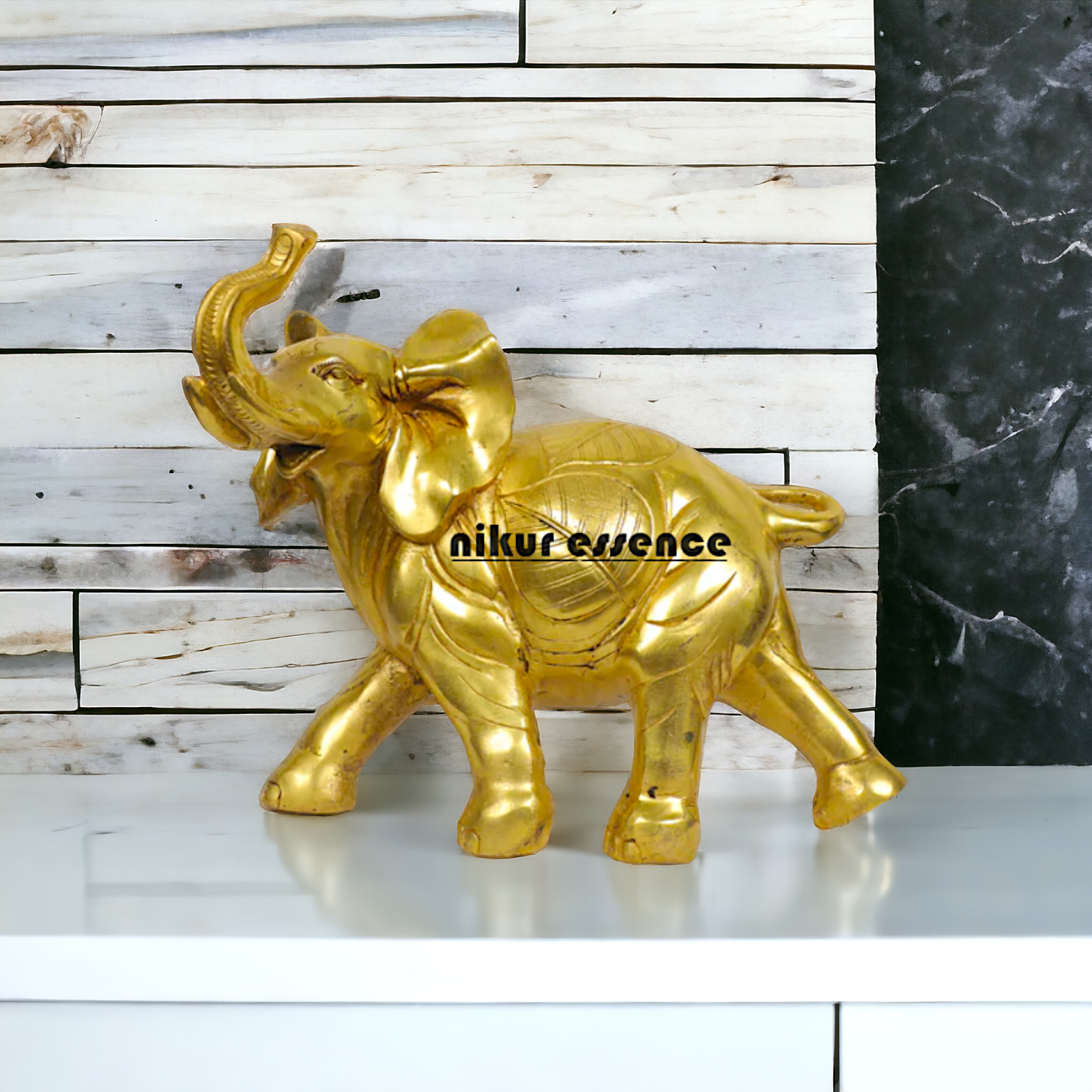 Brass Elephant Figurine 10-Inch Nikuressence