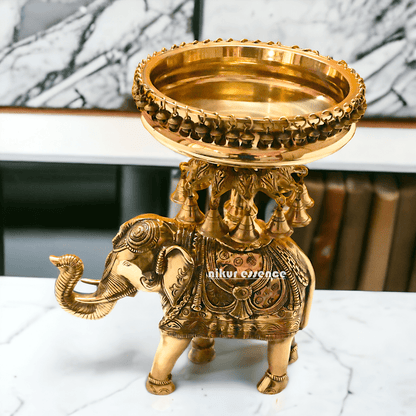 online buy Brass Elephant Urli with Bells - Exquisite Home Decor Piece, 21 Inches Long, for Traditional and Contemporary Settings Nikuressence