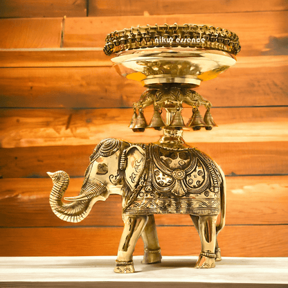 online buy Brass Elephant Urli with Bells - Exquisite Home Decor Piece, 21 Inches Long, for Traditional and Contemporary Settings Nikuressence
