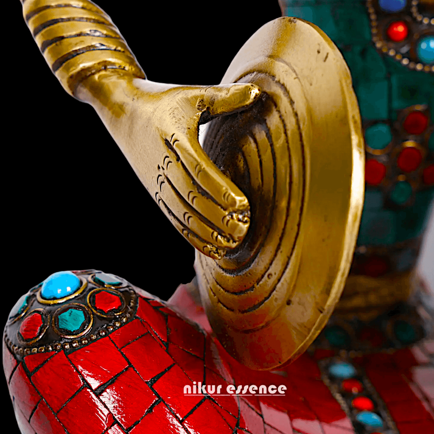 Brass Four Lady Musicians Statues - Set of Four Exquisite Handcrafted Figures with Intricate Inlay Work and Detailed Artistry Nikuressence