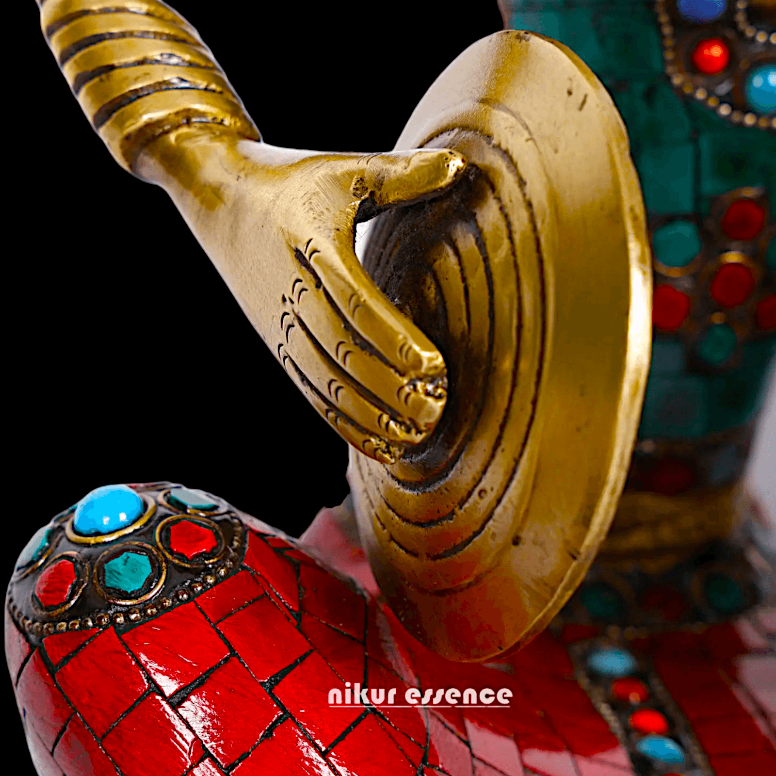 Brass Four Lady Musicians Statues - Set of Four Exquisite Handcrafted Figures with Intricate Inlay Work and Detailed Artistry Nikuressence