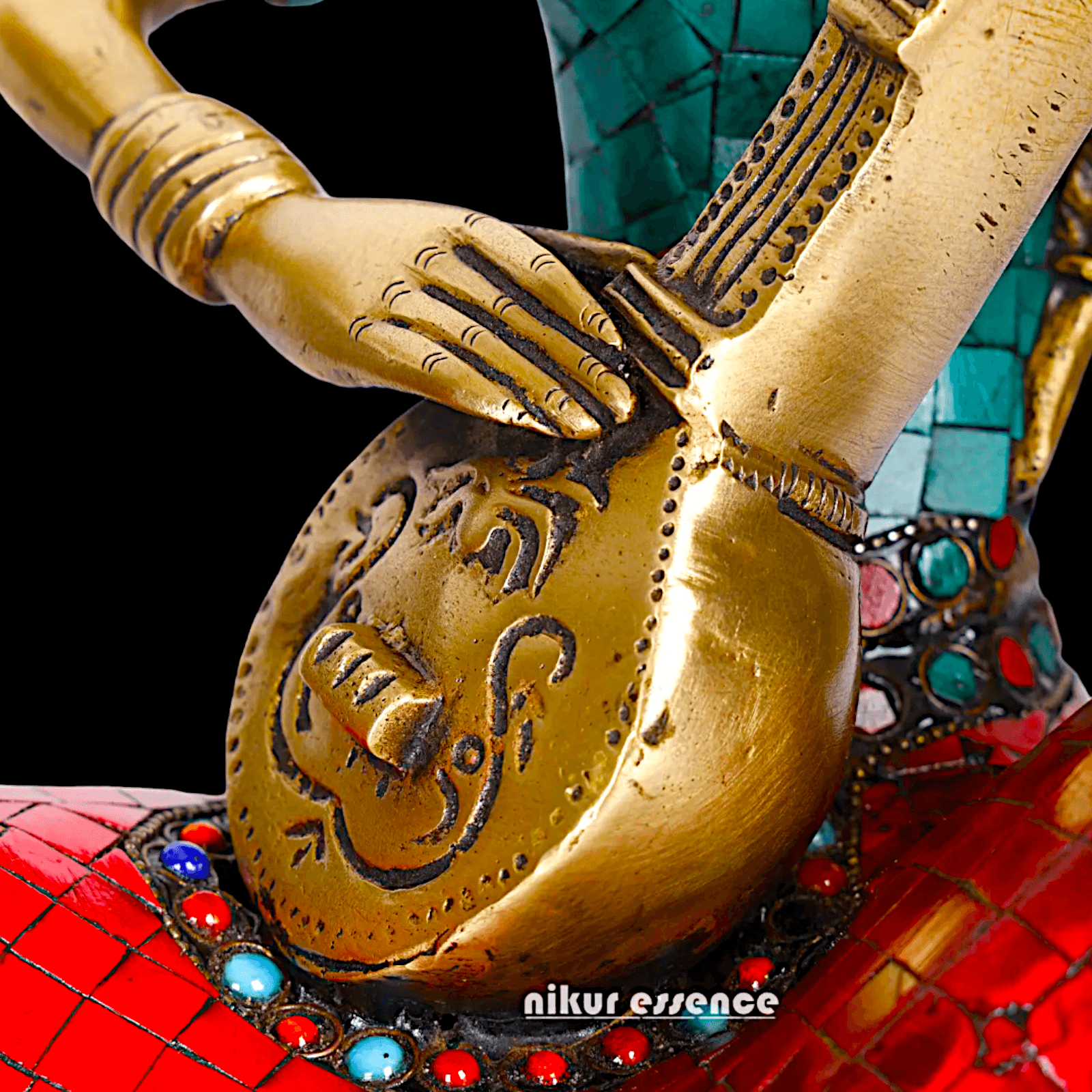 Brass Four Lady Musicians Statues - Set of Four Exquisite Handcrafted Figures with Intricate Inlay Work and Detailed Artistry Nikuressence