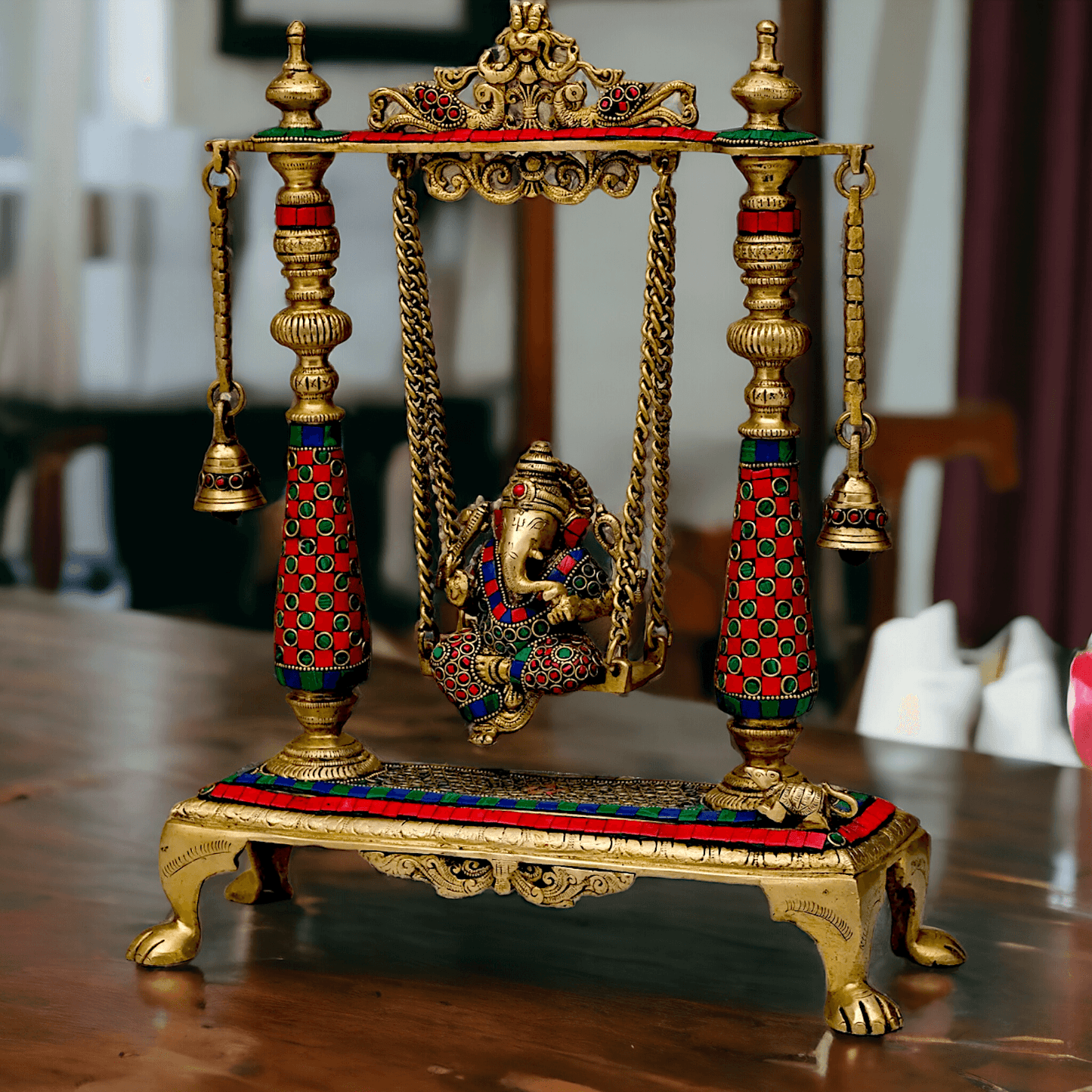Large Brass Ganesh swing on jhula Nikur Essence - 40.5 cm Height Nikuressence