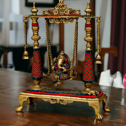 Large Brass Ganesh swing on jhula Nikur Essence - 40.5 cm Height Nikuressence