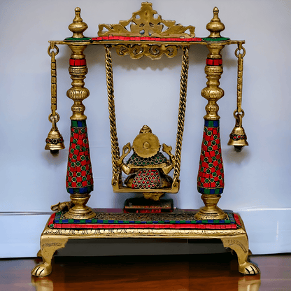 Large Brass Ganesh swing on jhula Nikur Essence - 40.5 cm Height Nikuressence