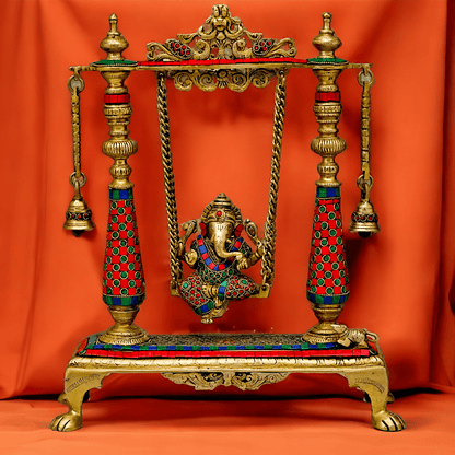 Large Brass Ganesh swing on jhula Nikur Essence - 40.5 cm Height Nikuressence