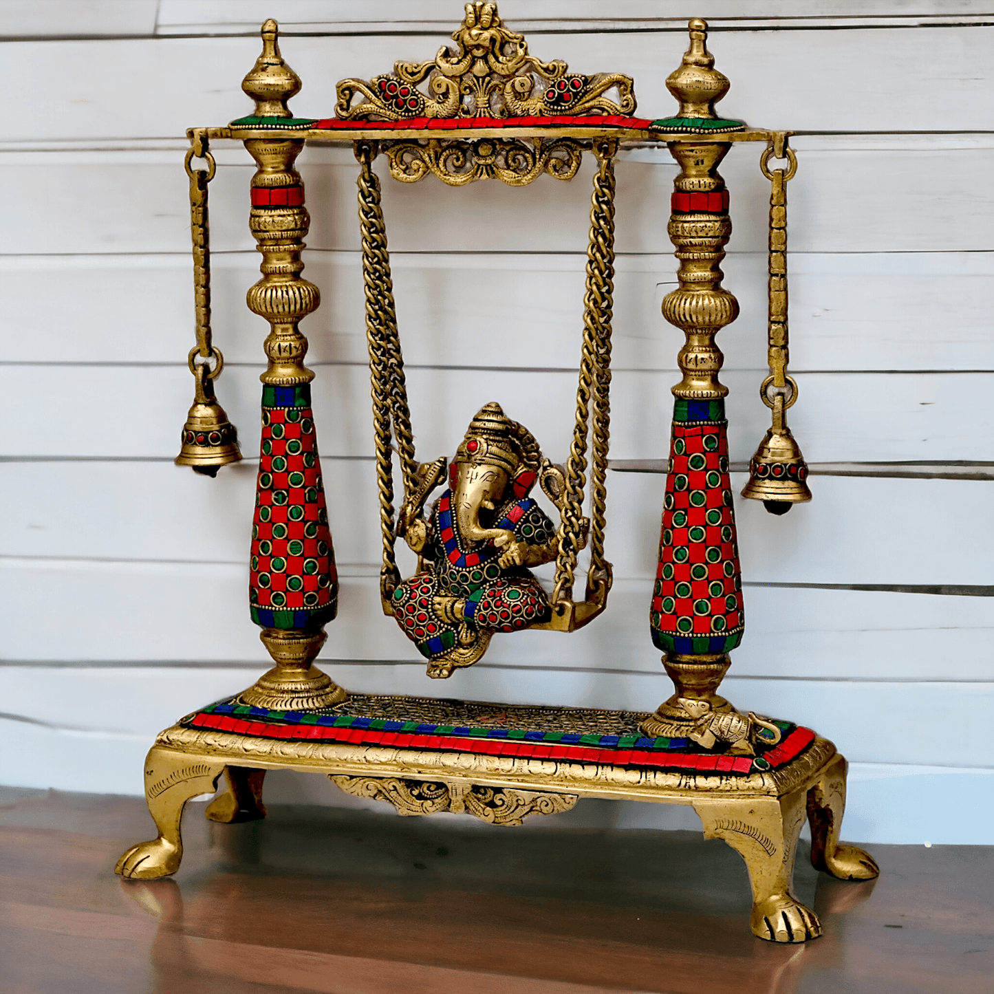 Large Brass Ganesh swing on jhula Nikur Essence - 40.5 cm Height Nikuressence