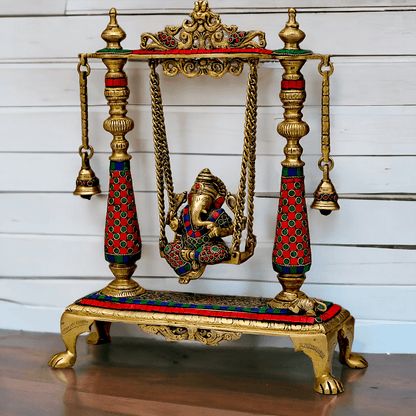 Large Brass Ganesh swing on jhula Nikur Essence - 40.5 cm Height Nikuressence