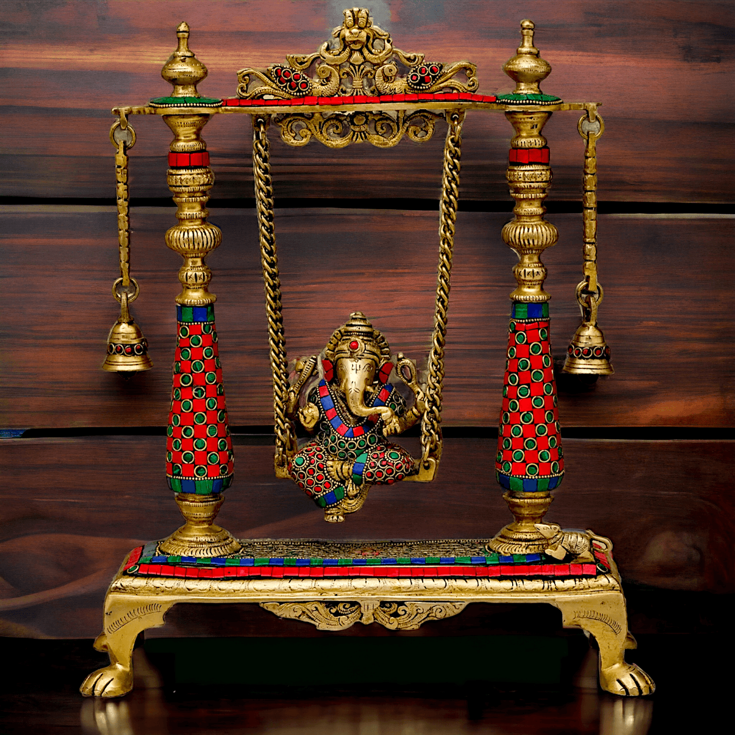 Large Brass Ganesh swing on jhula Nikur Essence - 40.5 cm Height Nikuressence