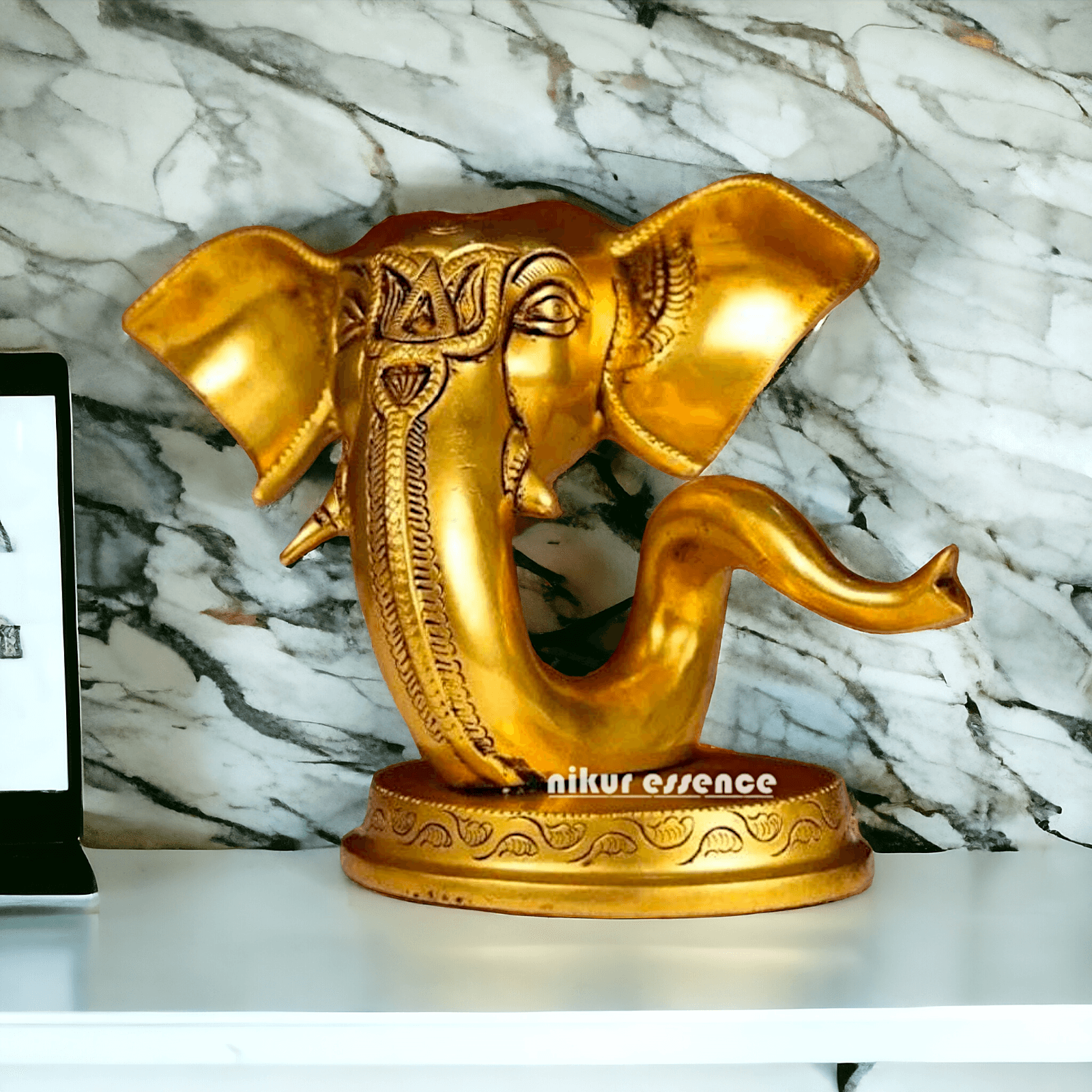 Buy Brass Ganesha Face Table Top Statue | Handcrafted Hindu Sculpture Nikuressence
