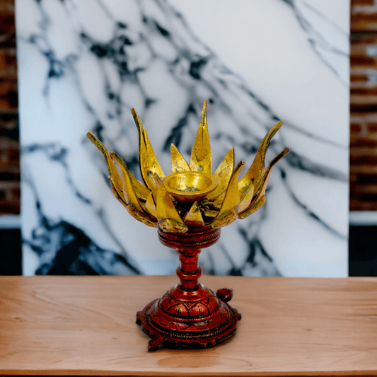 Buy Brass Ganesha Lotus Candle Stand by Nikur Essence - 6.5 inch height Nikuressence