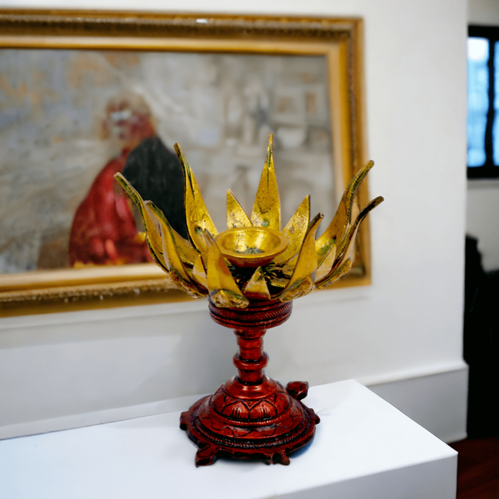 Buy Brass Ganesha Lotus Candle Stand by Nikur Essence - 6.5 inch height Nikuressence