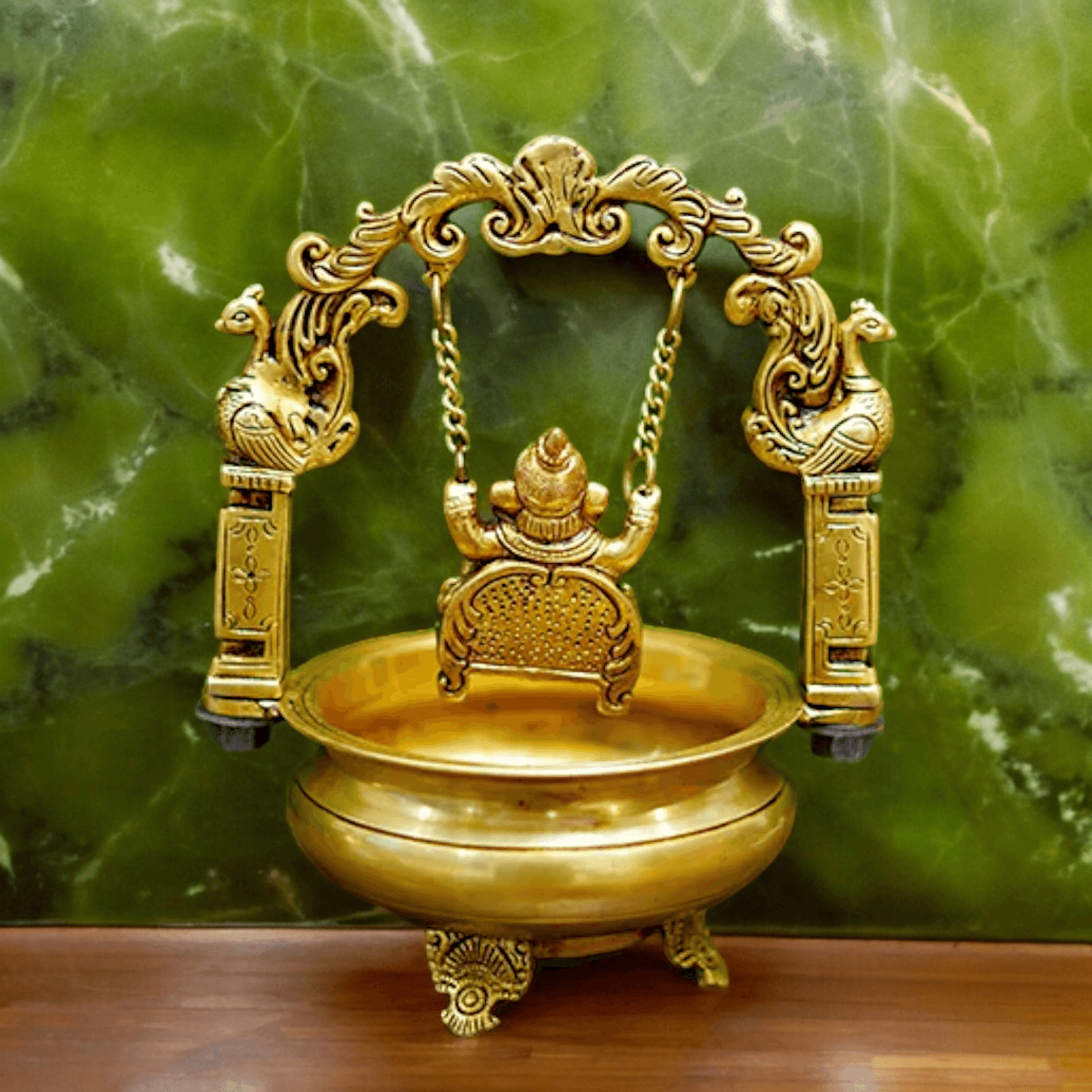 Solid Brass Ganesha urli by Nikur Essence - 9.5 Inch Nikuressence