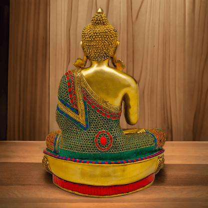 Buy Gautam Buddha in Brass Sculpture: Preaching His Dharma with Intricate Inlay Work - 56 cm Nikuressence