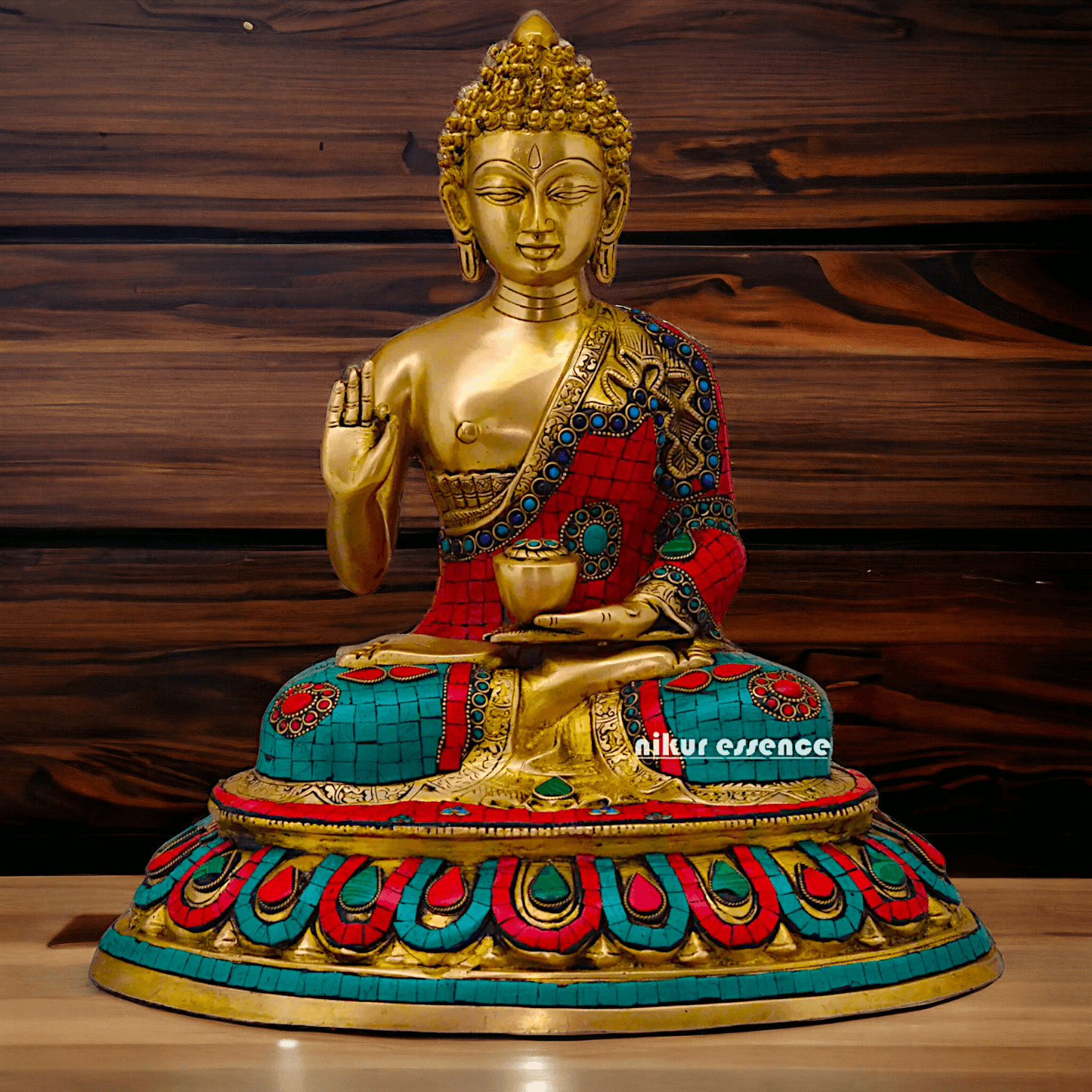 Buy Brass Gautam Buddha Statue Preaching His Dharma with Intricate Inlay Work Nikuressence