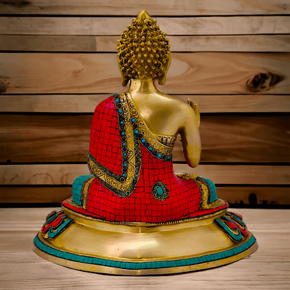 Buy Brass Gautam Buddha Statue Preaching His Dharma with Intricate Inlay Work Nikuressence