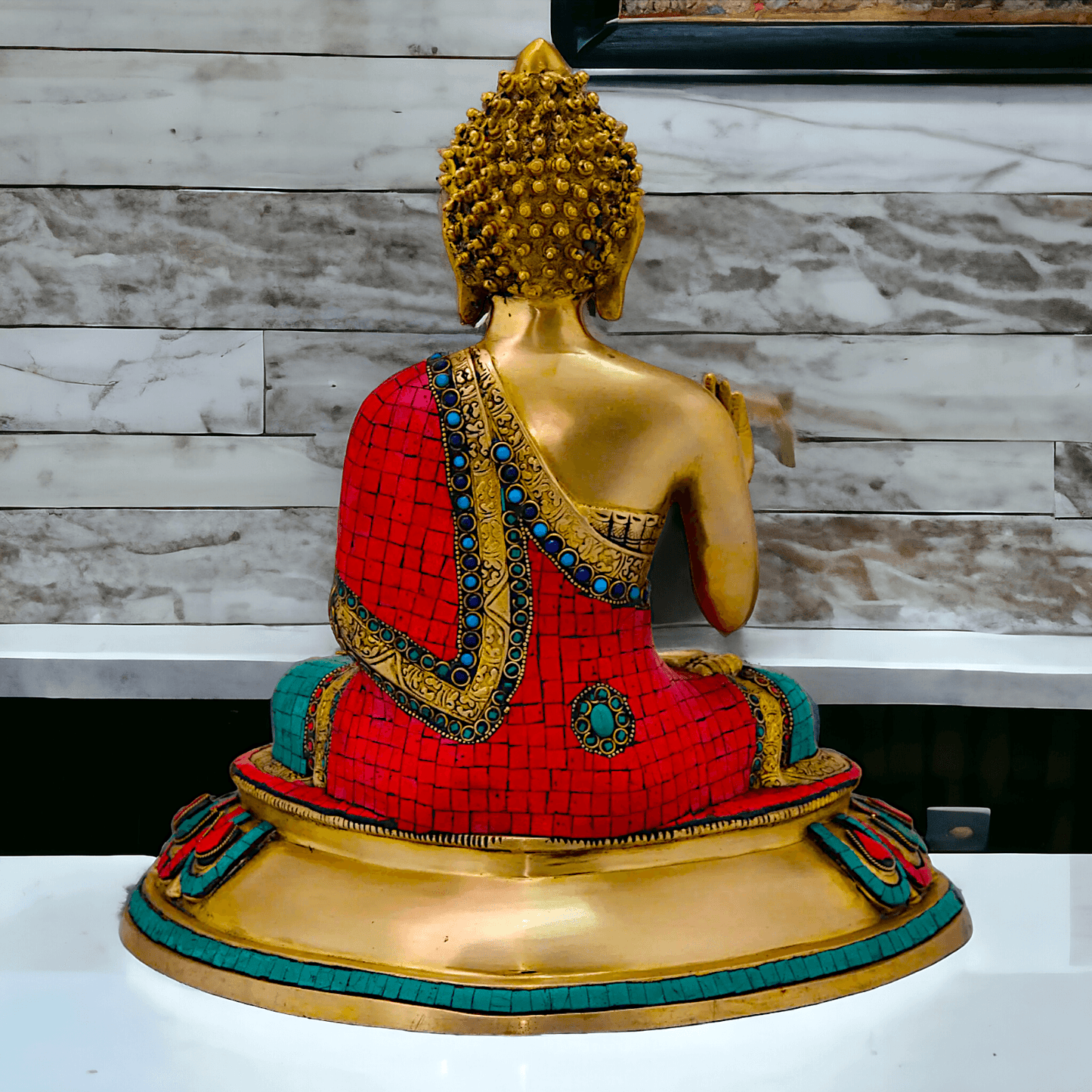 Buy Brass Gautam Buddha Statue Preaching His Dharma with Intricate Inlay Work Nikuressence