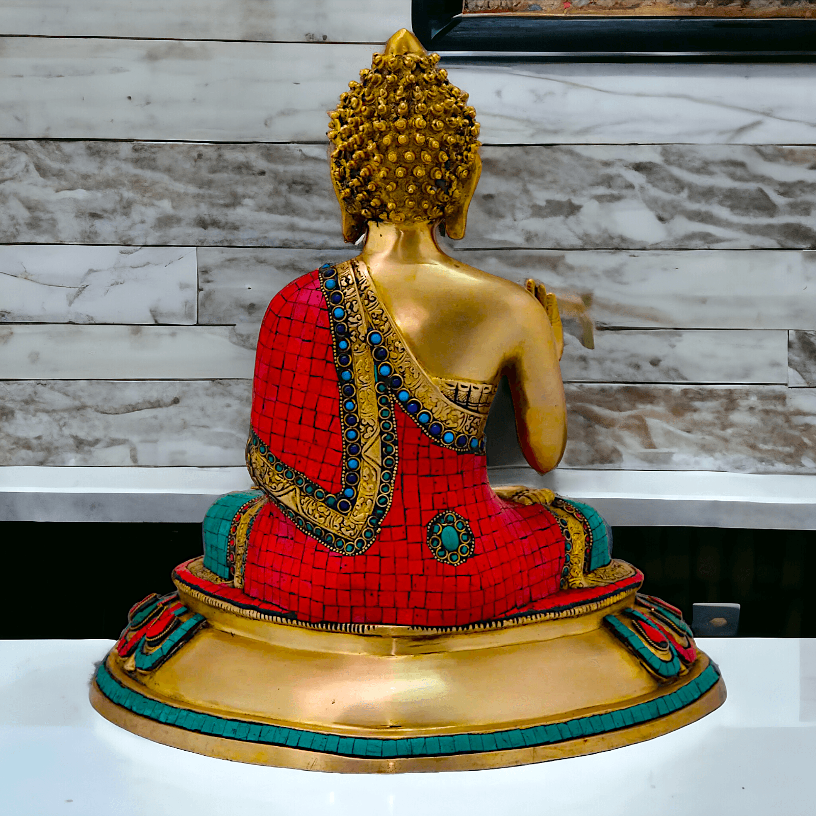 Buy Brass Gautam Buddha Statue Preaching His Dharma with Intricate Inlay Work Nikuressence