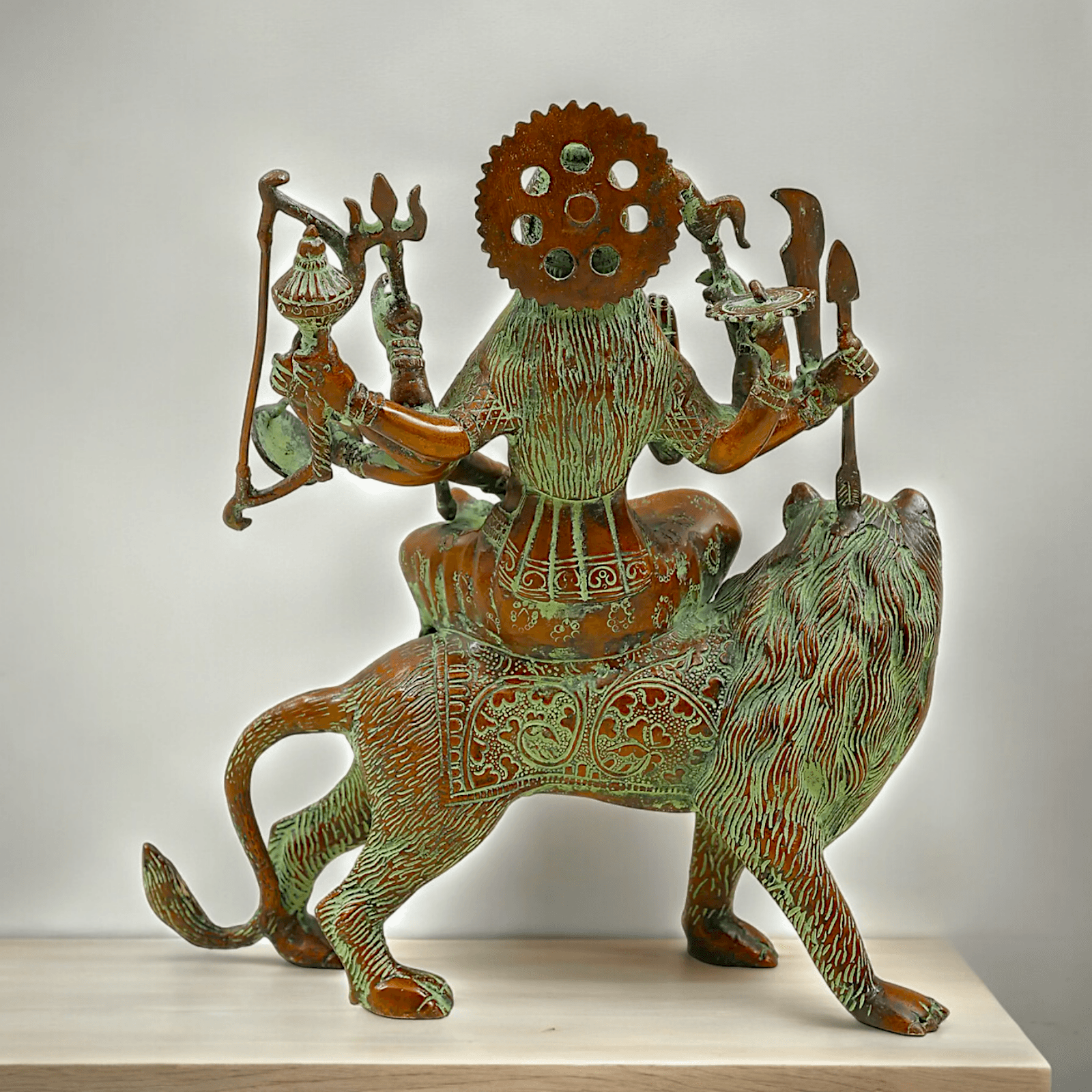 Buy brass 28 cm Mother Goddess Durga Statue - Elegant and Detailed Divine Sculpture, Perfect for Spiritual Altars and Home Decoration | Nikur Essence Nikuressence