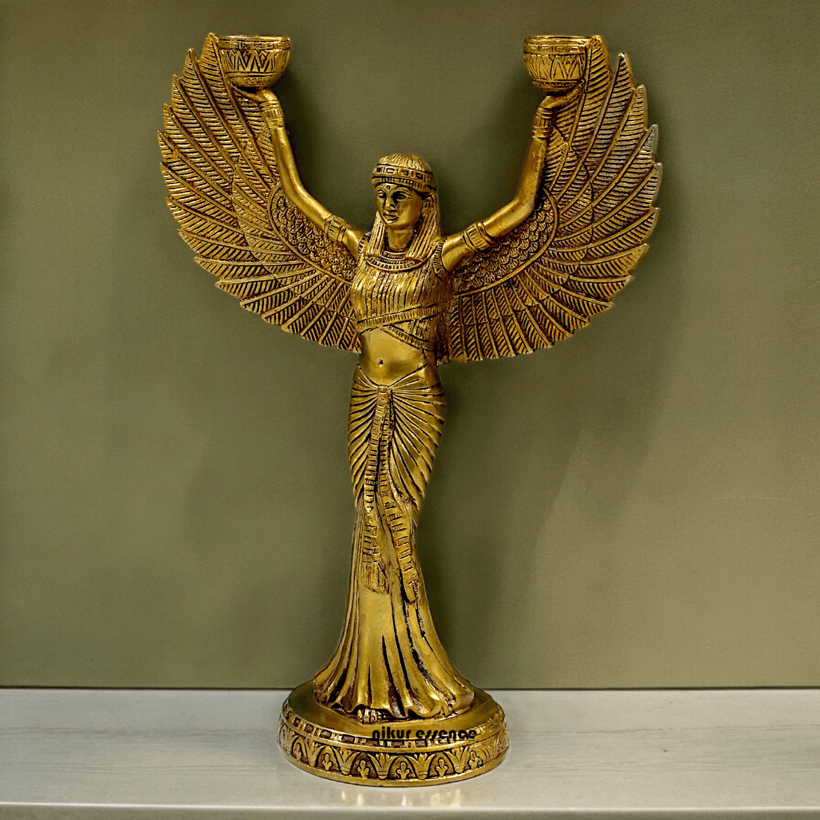 Online Pure Brass Goddess Isis Idol by Nikur Essence - 30.5 cm Height Nikuressence