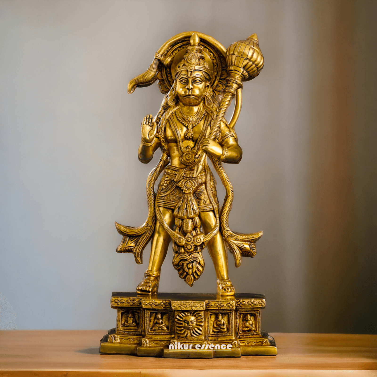 Buy Brass Standing Hanuman Idol - Handcrafted Hindu Deity Statue for Home Decor and Spiritual Inspiration Nikuressence