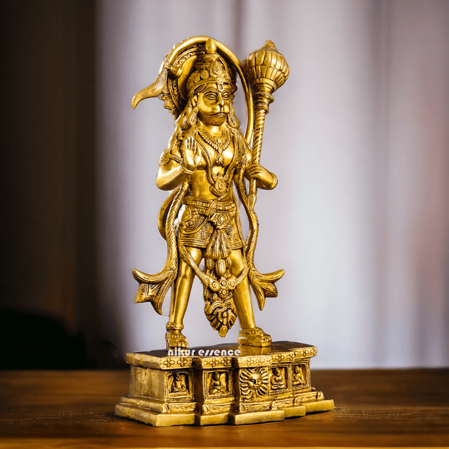 Buy Brass Standing Hanuman Idol - Handcrafted Hindu Deity Statue for Home Decor and Spiritual Inspiration Nikuressence