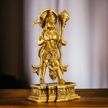 Buy Brass Standing Hanuman Idol - Handcrafted Hindu Deity Statue for Home Decor and Spiritual Inspiration Nikuressence