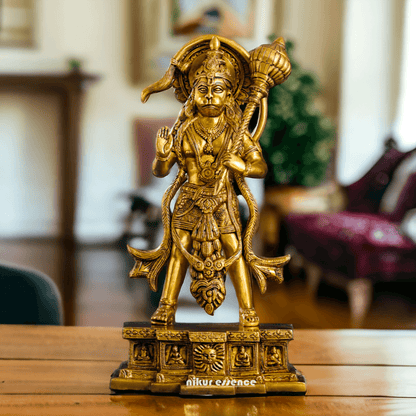 Buy Brass Standing Hanuman Idol - Handcrafted Hindu Deity Statue for Home Decor and Spiritual Inspiration Nikuressence