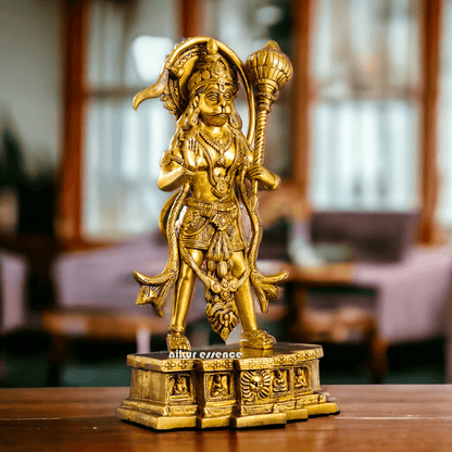 Buy Brass Standing Hanuman Idol - Handcrafted Hindu Deity Statue for Home Decor and Spiritual Inspiration Nikuressence