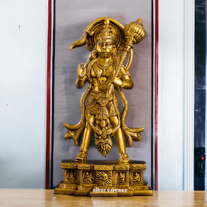 Buy Brass Standing Hanuman Idol - Handcrafted Hindu Deity Statue for Home Decor and Spiritual Inspiration Nikuressence