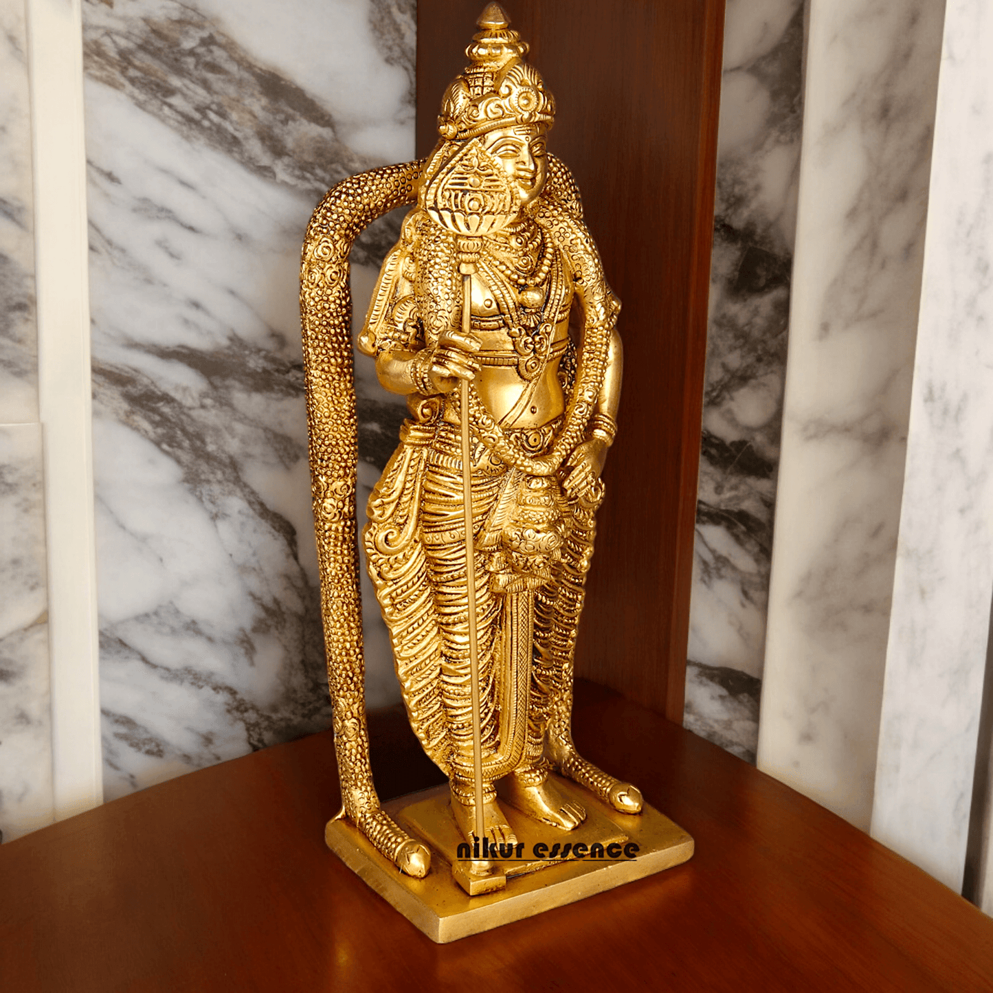 Buy online brass 30 cm Murugan Statue , Exquisite Brass Kartikeya Figurine for Sacred Altars and Home Décor by Nikur Essence Nikuressence